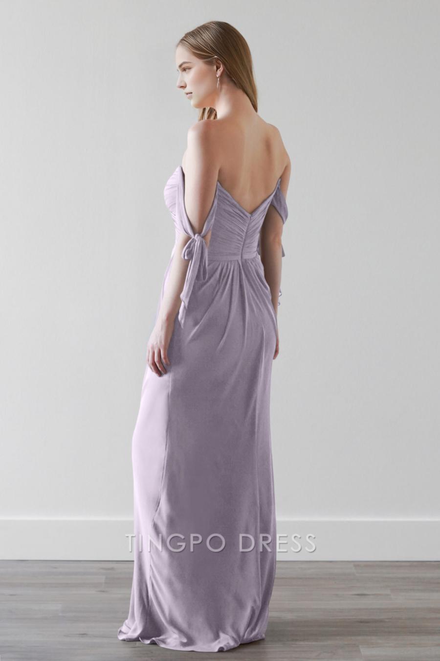 TingPo Wholesale Elegant Strapless one shoulder waist cinching sleeveless floor length ball dress formal women's dress